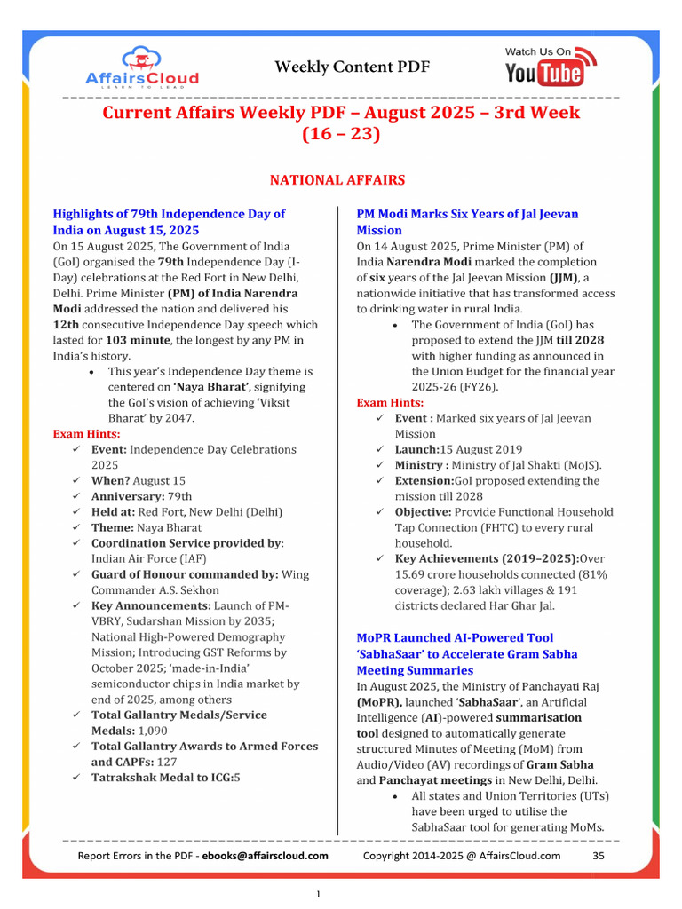 August 3rd Week | PDF