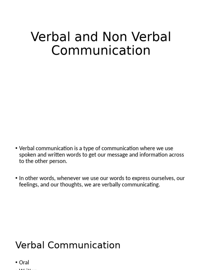 Verbal and Nonverbal Communication Skills | PDF | Nonverbal ...