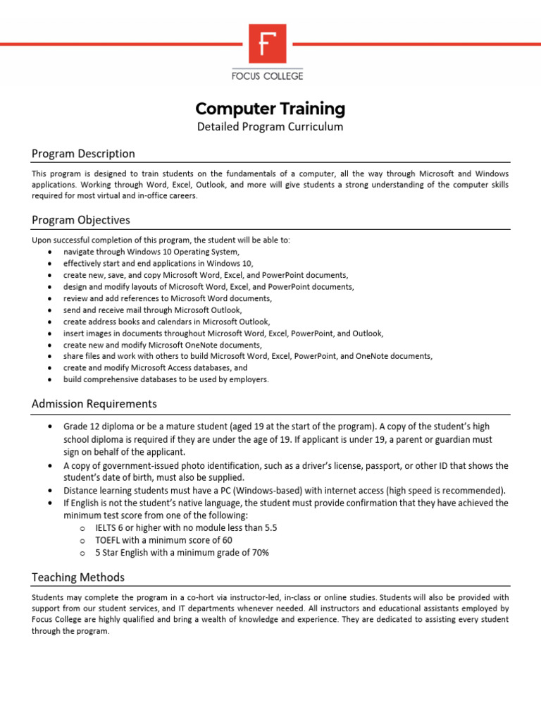 Computer & MS Office Training | PDF | Microsoft Excel | Microsoft Access