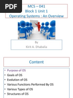 MCS - 041 Block 1 Unit 1 Operating Systems An Overview