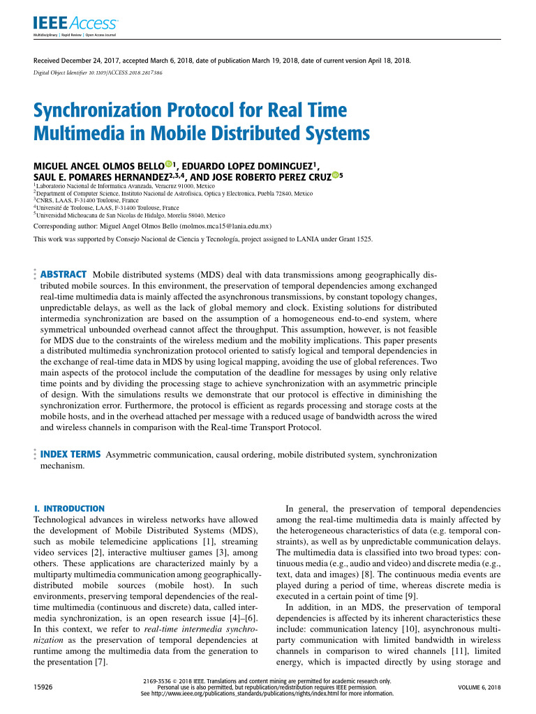 Synchronization Protocol For Real Time Multimedia in Mobile Distributed ...