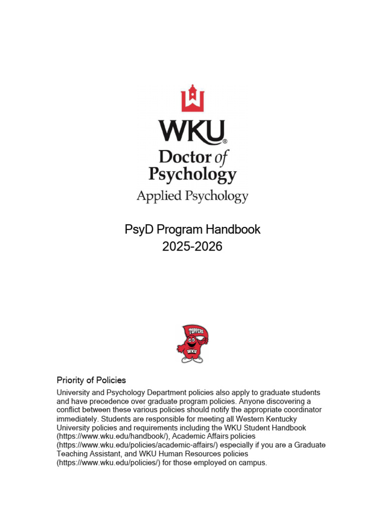 Wku Psyd Program Handbook-Academic Year 2025-2026 | PDF | Psychologist ...