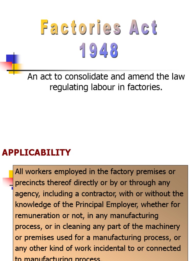 Labour Law for Manufacturing Factories | PDF | Factory | Crime & Violence