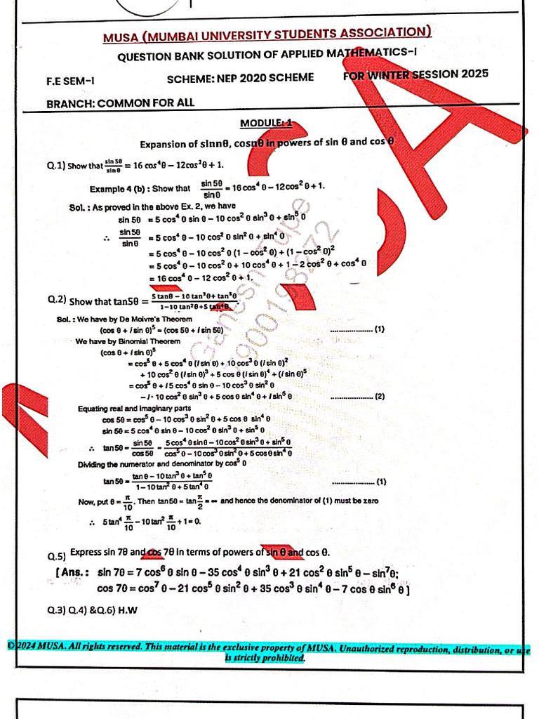 Maths QB Ans | PDF