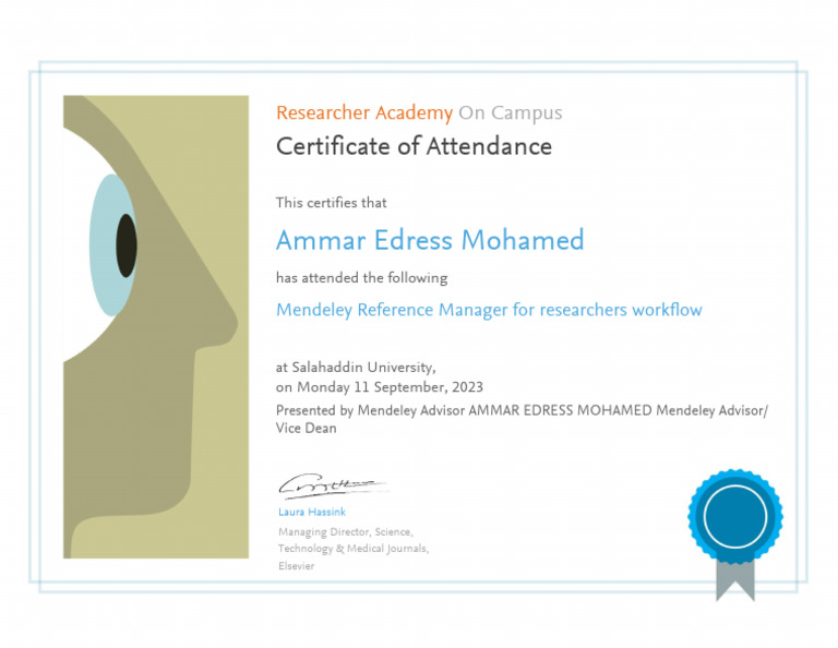Mendeley Reference Manager Workshop Certificate | PDF