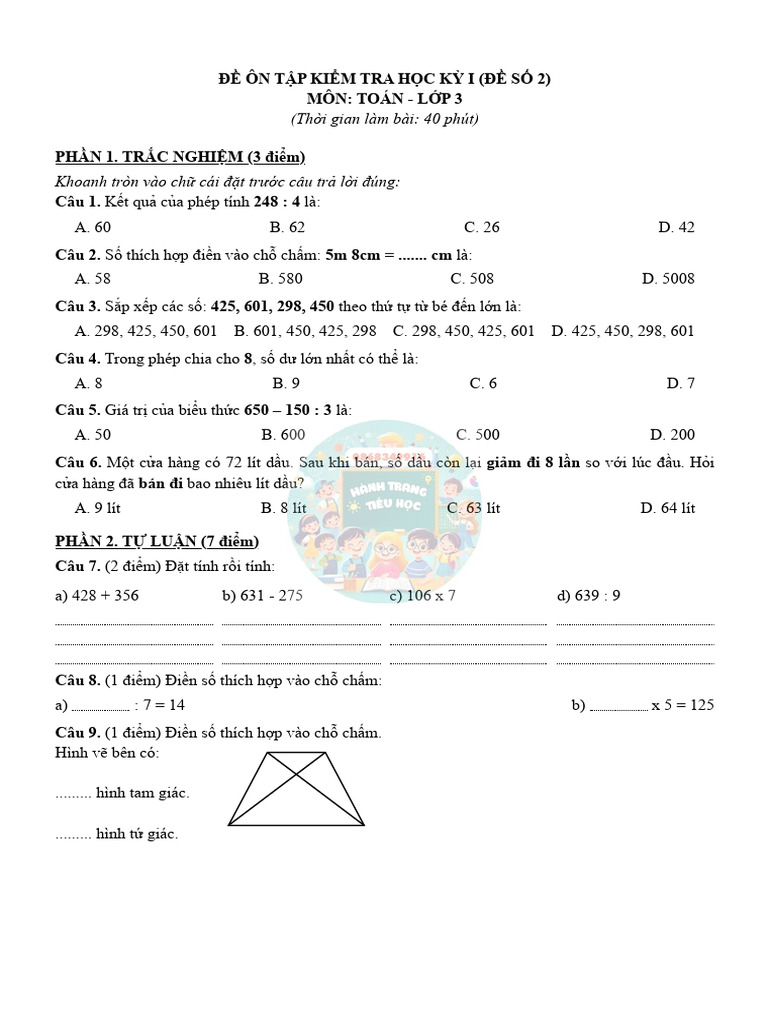 De On Tap Toan Lop 3 de So 2 Stamped | PDF