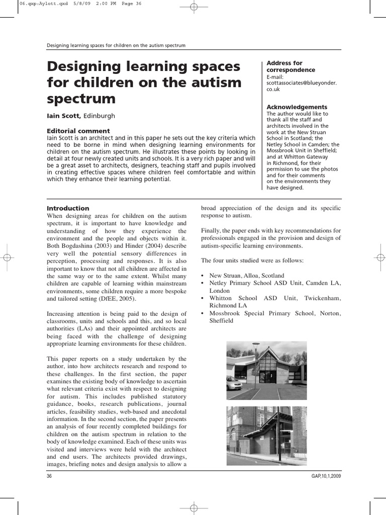 Designing Autism-Friendly Learning Spaces | PDF | Autism | Classroom