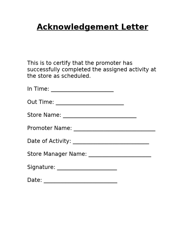 Acknowledgement Letter Template | PDF