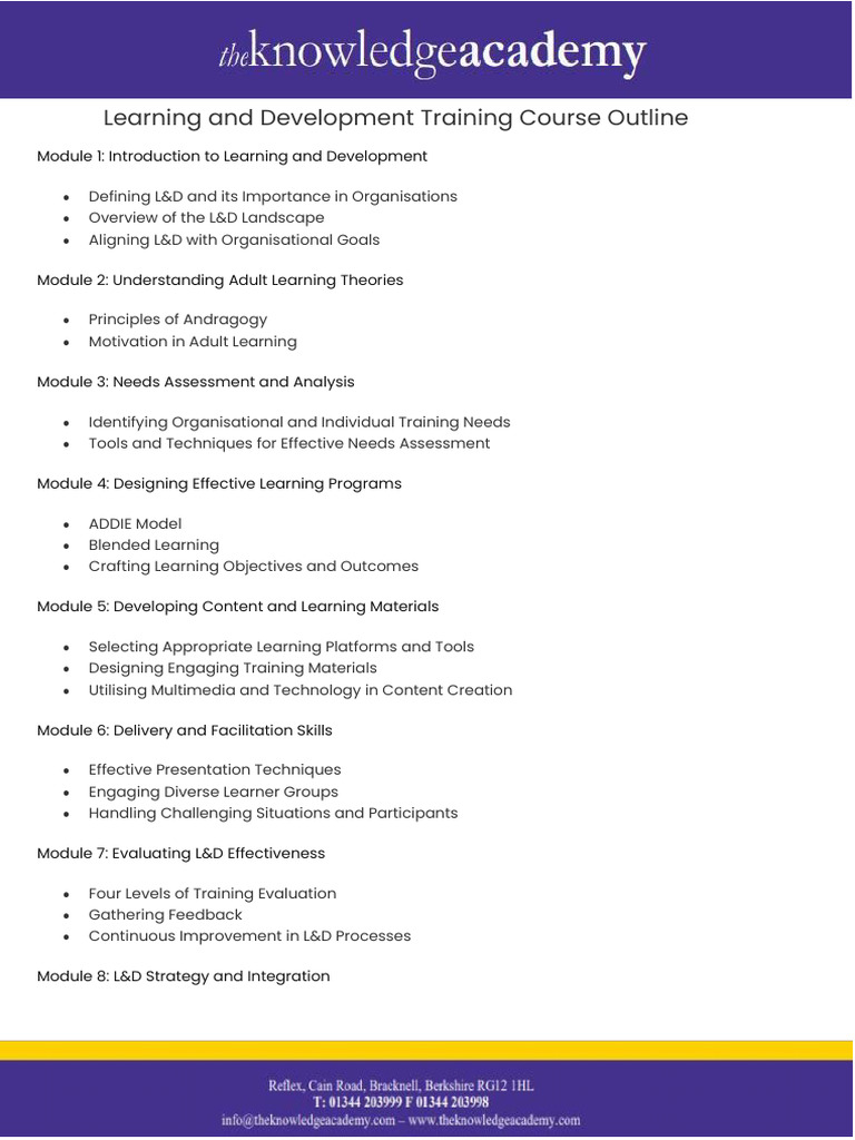 Learning and Development Training | PDF