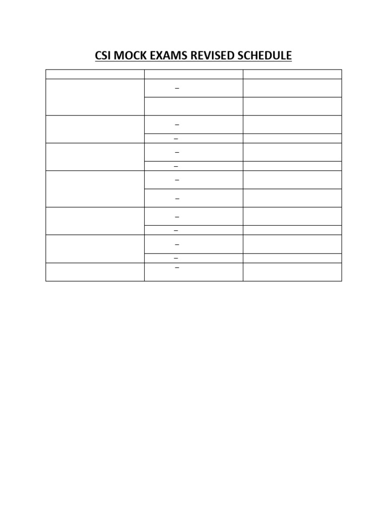 Csi Mock Exams Revised Schedule | PDF