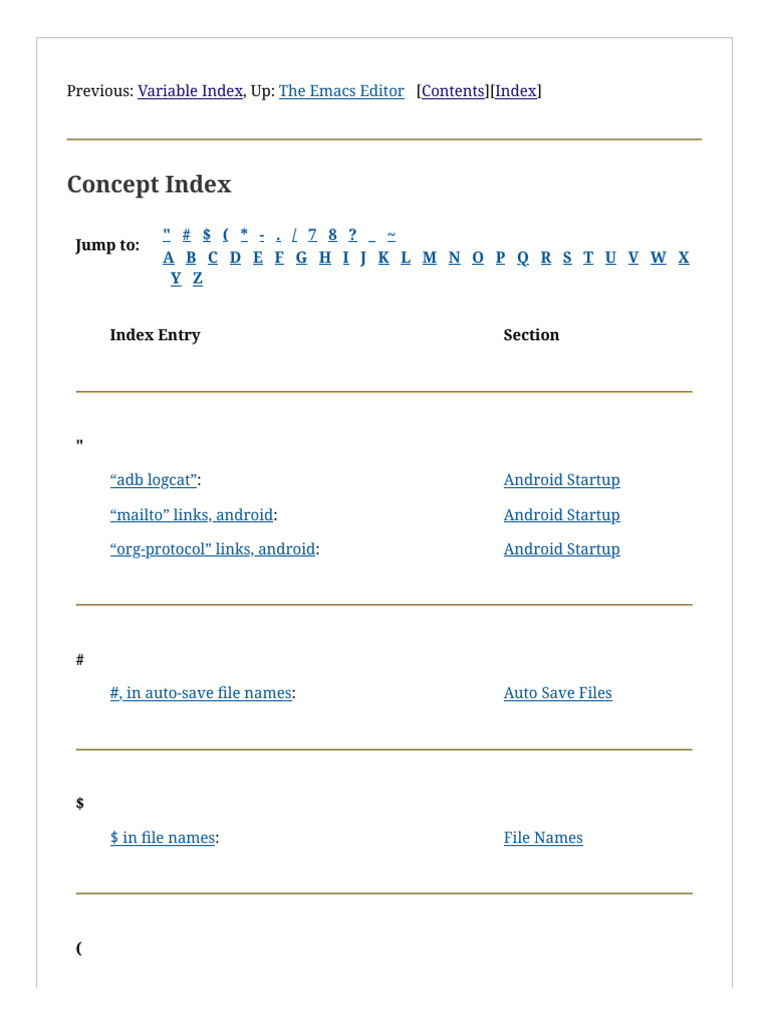 Concept Index GNU Emacs Manual | PDF | Command Line Interface | Version ...
