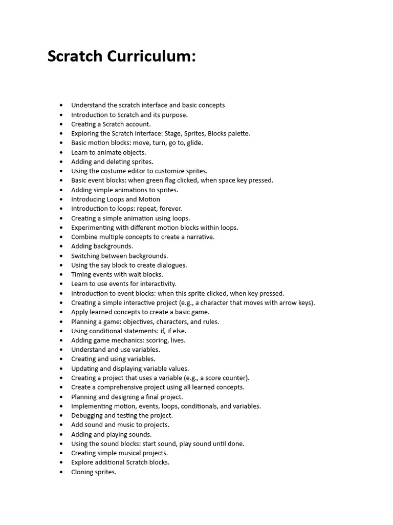 Scratch Curriculum: Game Development Basics | PDF