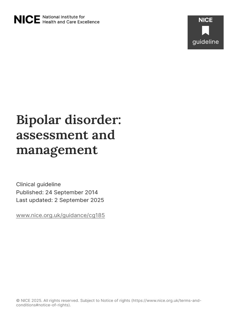 Bipolar Disorder Management Guidelines | PDF | Bipolar Disorder | Mania