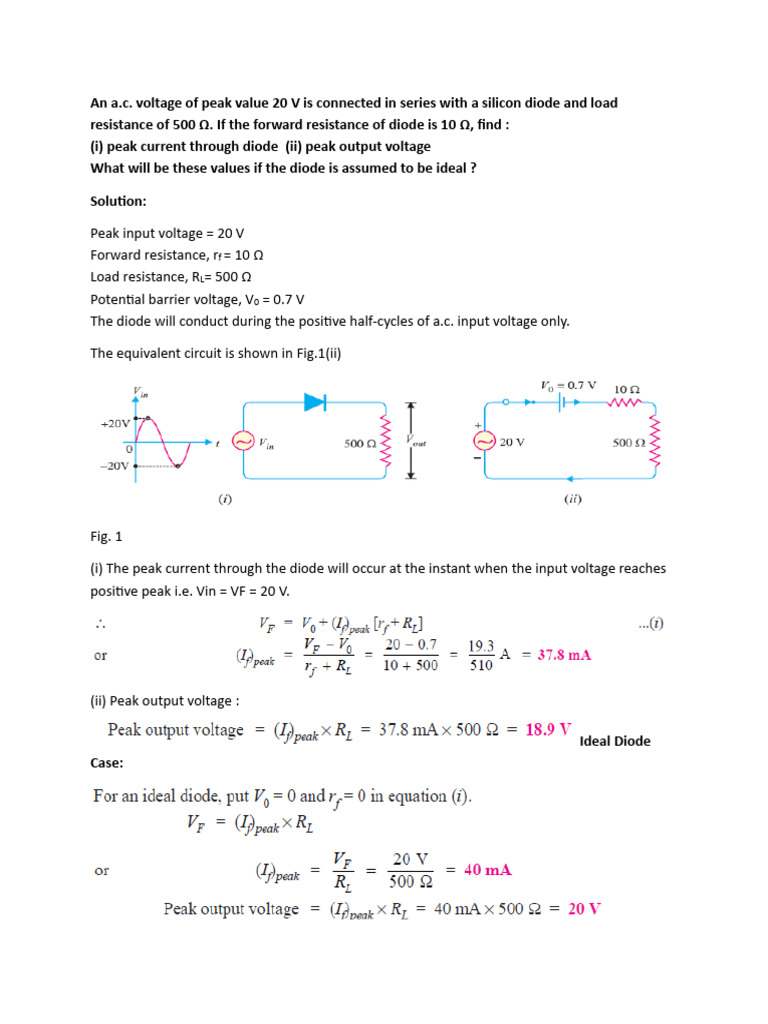 Diode Circuit Analysis and Current Calculations | PDF | Diode ...