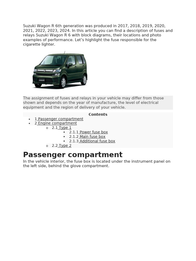 Suzuki Wagon R 6th Gen Fuse Guide | PDF | Anti Lock Braking System