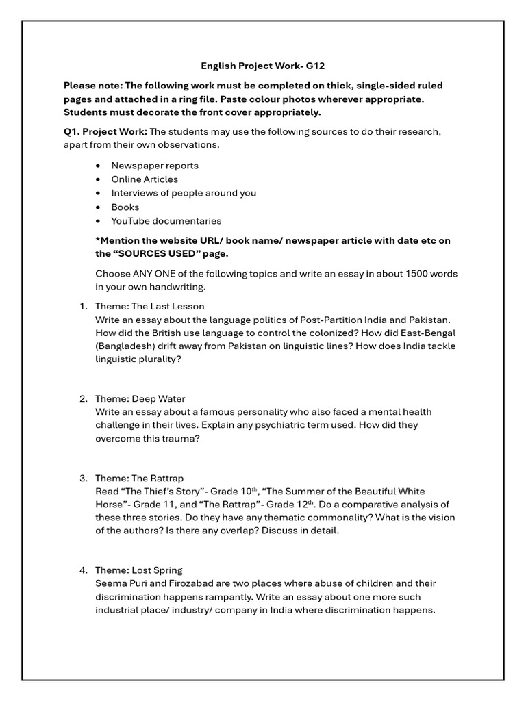 English Project Work G12 | PDF