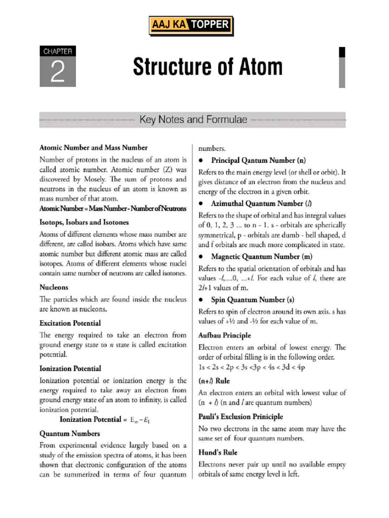 Structure of Atom | PDF