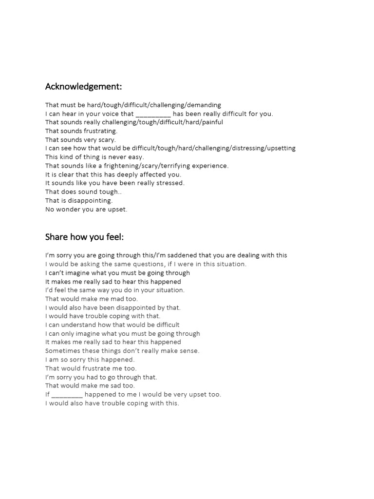 Emotional Support Phrases Guide | PDF
