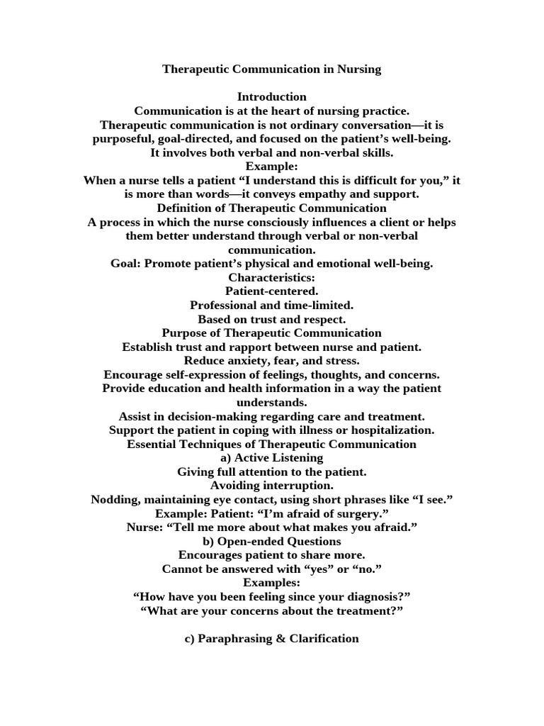 Effective Therapeutic Communication in Nursing | PDF | Nonverbal ...