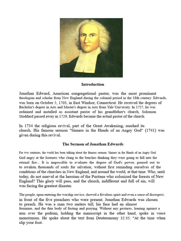 Jonathan Edwards' Impactful Sermon Analysis | PDF | Jonathan Edwards ...