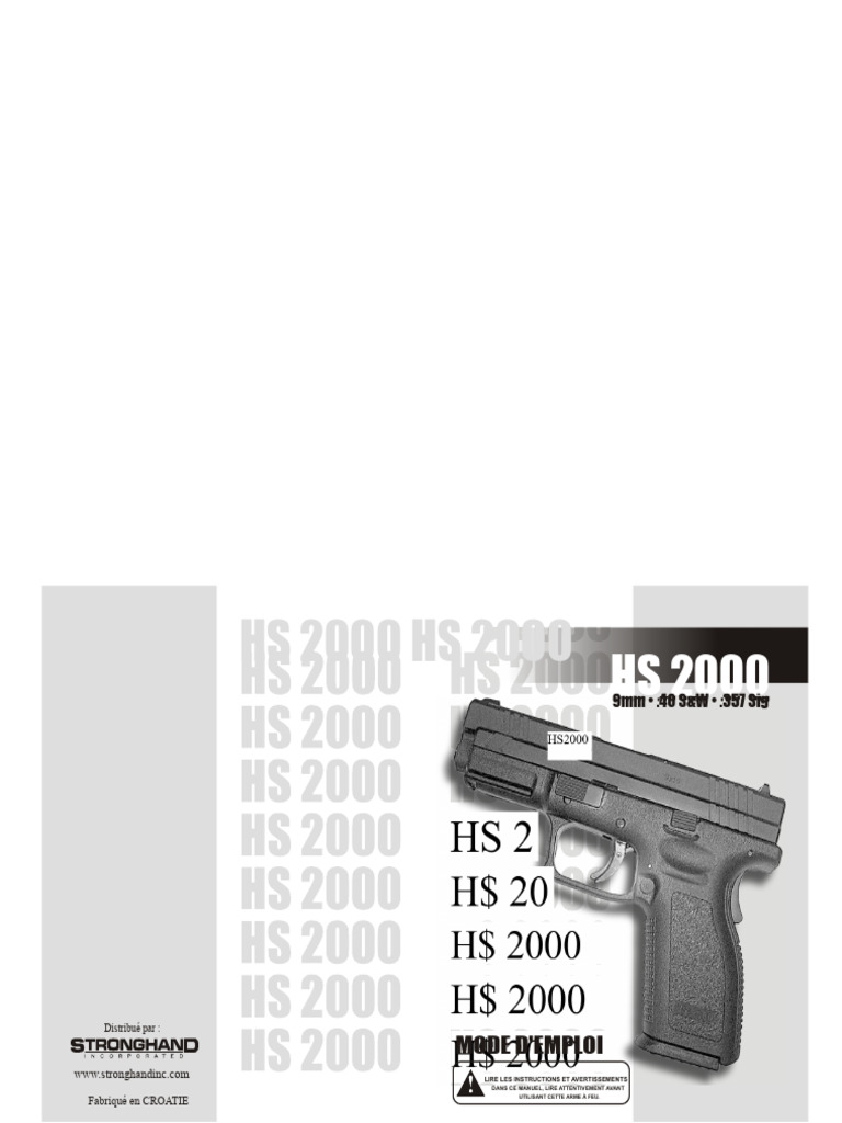 Manuel d'utilisation HS 2000 9mm, .40 S&W, .357 Sig | PDF | Pistolet ...
