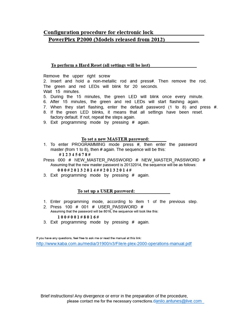 PowerPlex P2000 Lock Configuration Guide | PDF