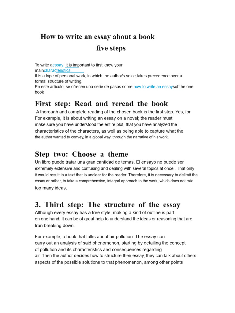 Steps to Write a Book Essay | PDF | Essays | Reason