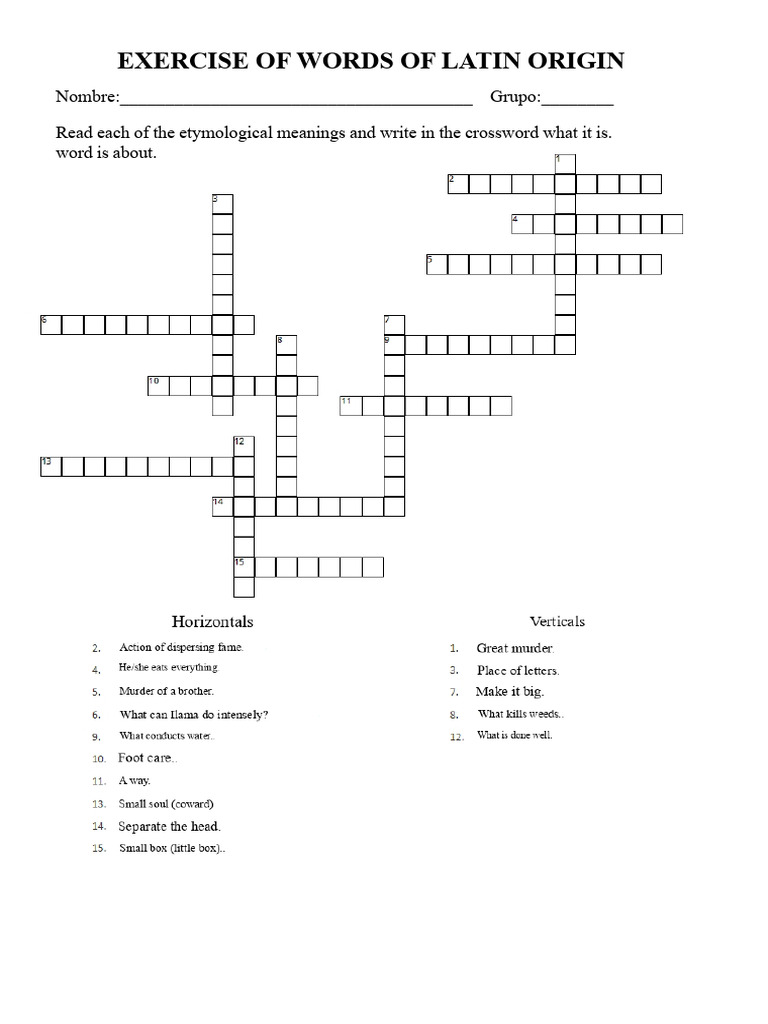 Exercise of Words of Latin Origin | PDF