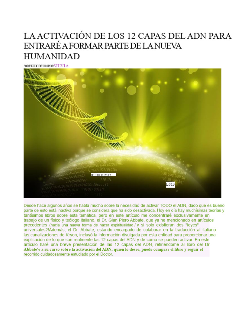 La Activación de Las 12 Capas Del Adn | PDF | Adn | Adán