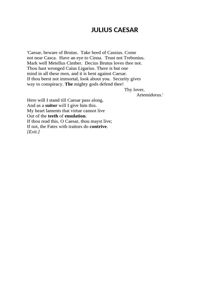 Warning to Julius Caesar: A Letter | PDF