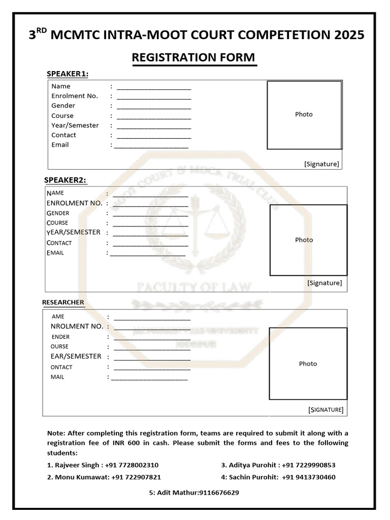 MCMTC Intra-Moot Court Registration | PDF