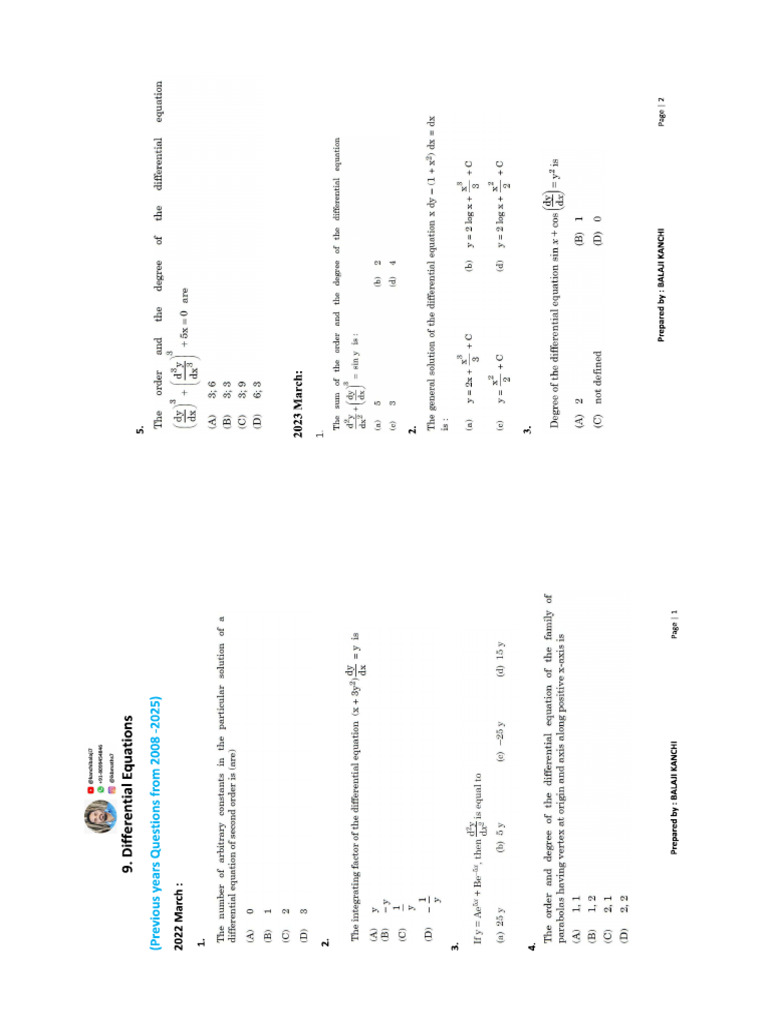 Differential Equations QB | PDF