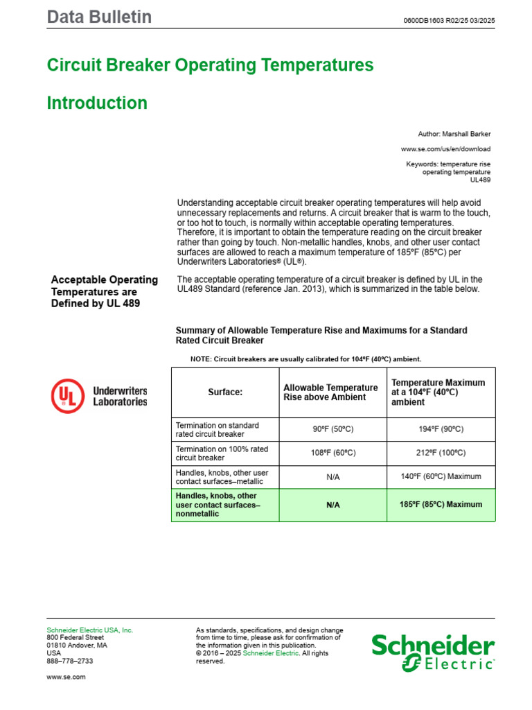Circuit Breaker Operating Temperatures Guide | PDF | Thermography ...