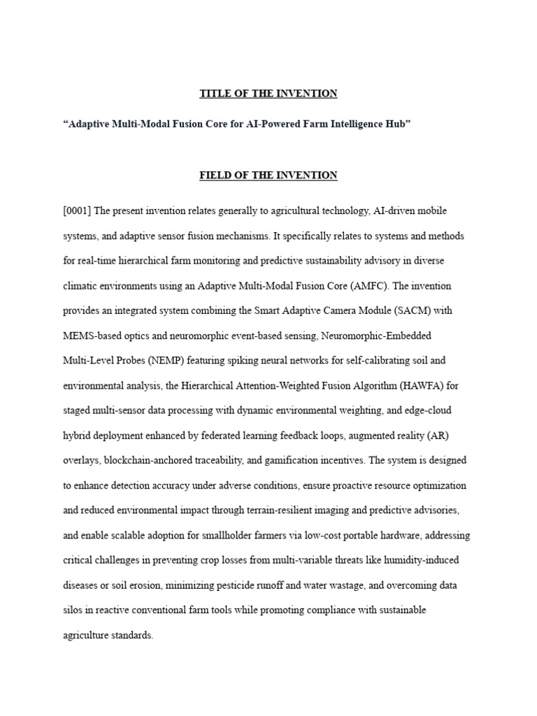 Adaptive Multi-Modal Fusion Core For AI-Powered Farm Intelligence Hub ...