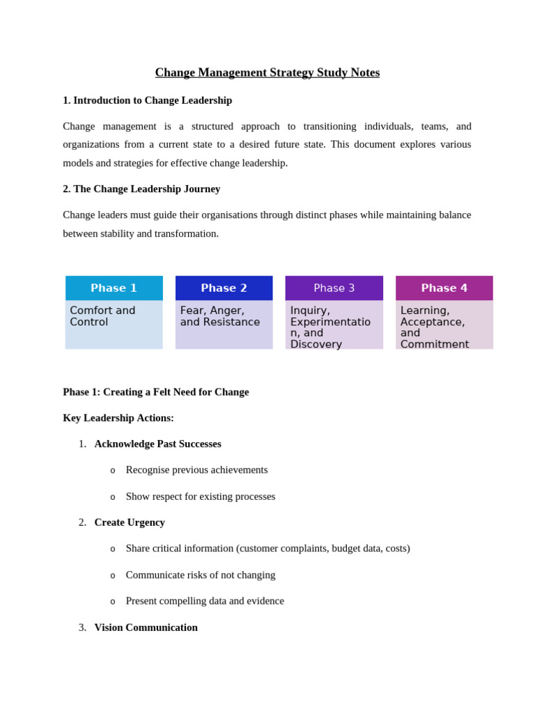 Change Management Leadership Strategies | PDF | Leadership | Change ...