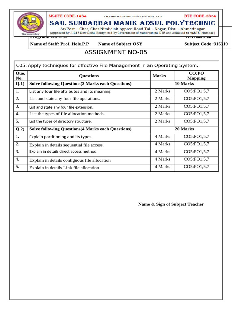 OSY Assignment 05 | PDF