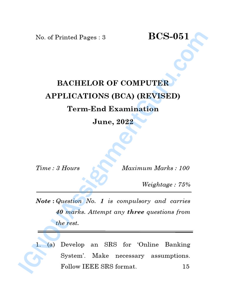 Software Engineering Exam Guide BCS-051 | PDF | Computer Engineering ...