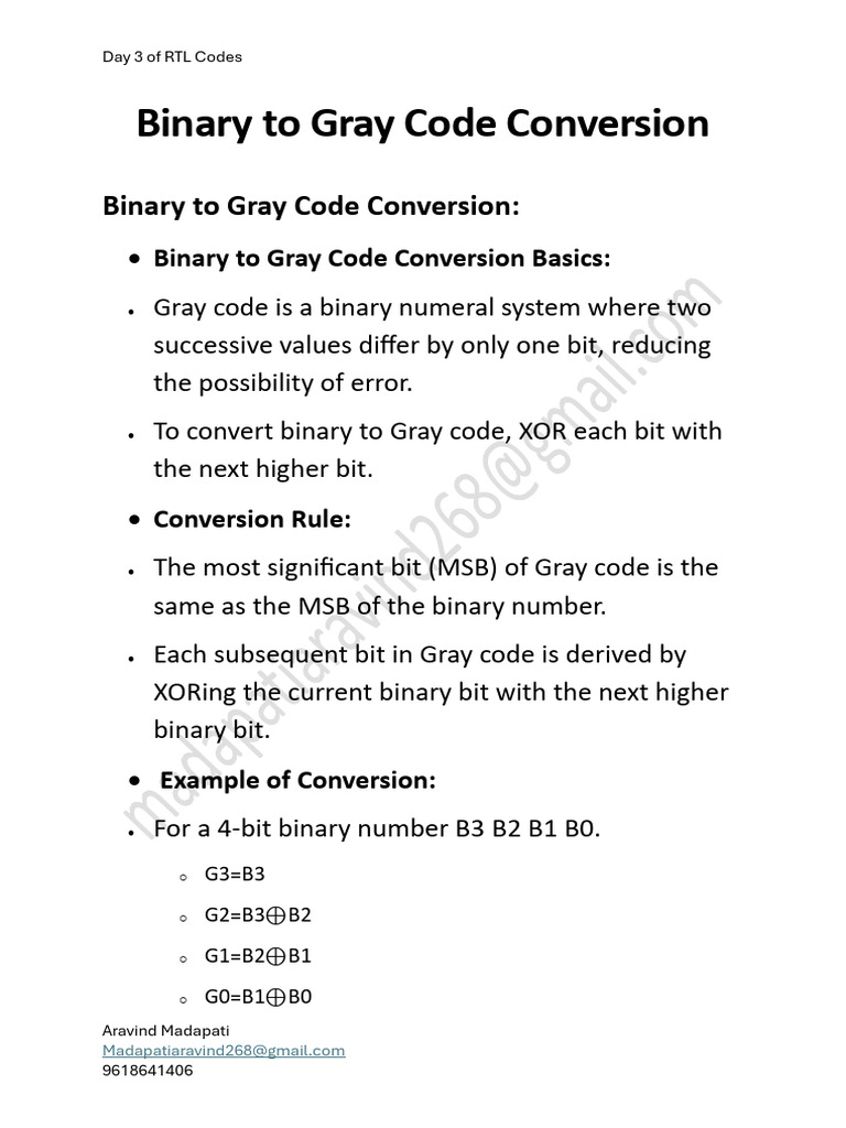 Binary to Gray Code Conversion Guide | PDF | Electronic Engineering ...