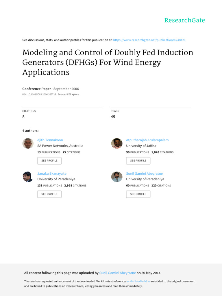 Modeling and Control of A Doubly Fed Ind | PDF | Power (Physics ...