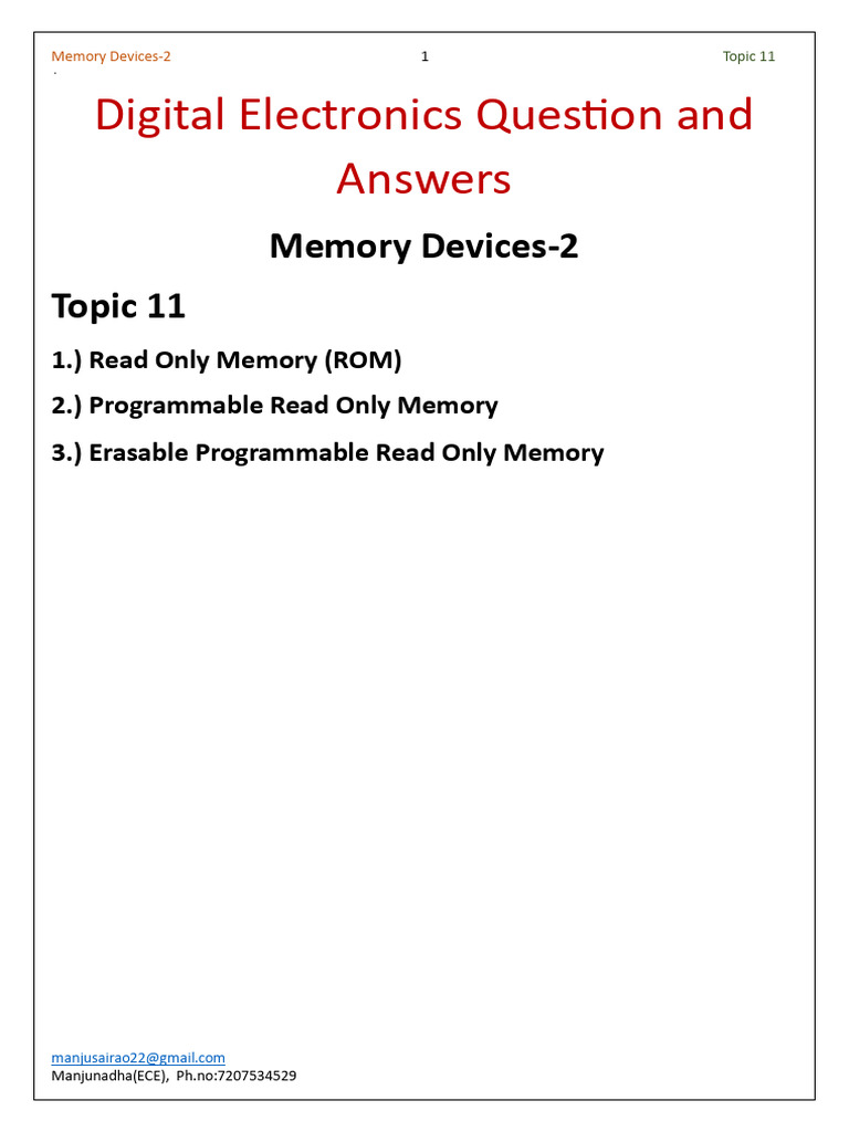 Digital Electronic Interview Q | PDF | Read Only Memory | Random Access ...