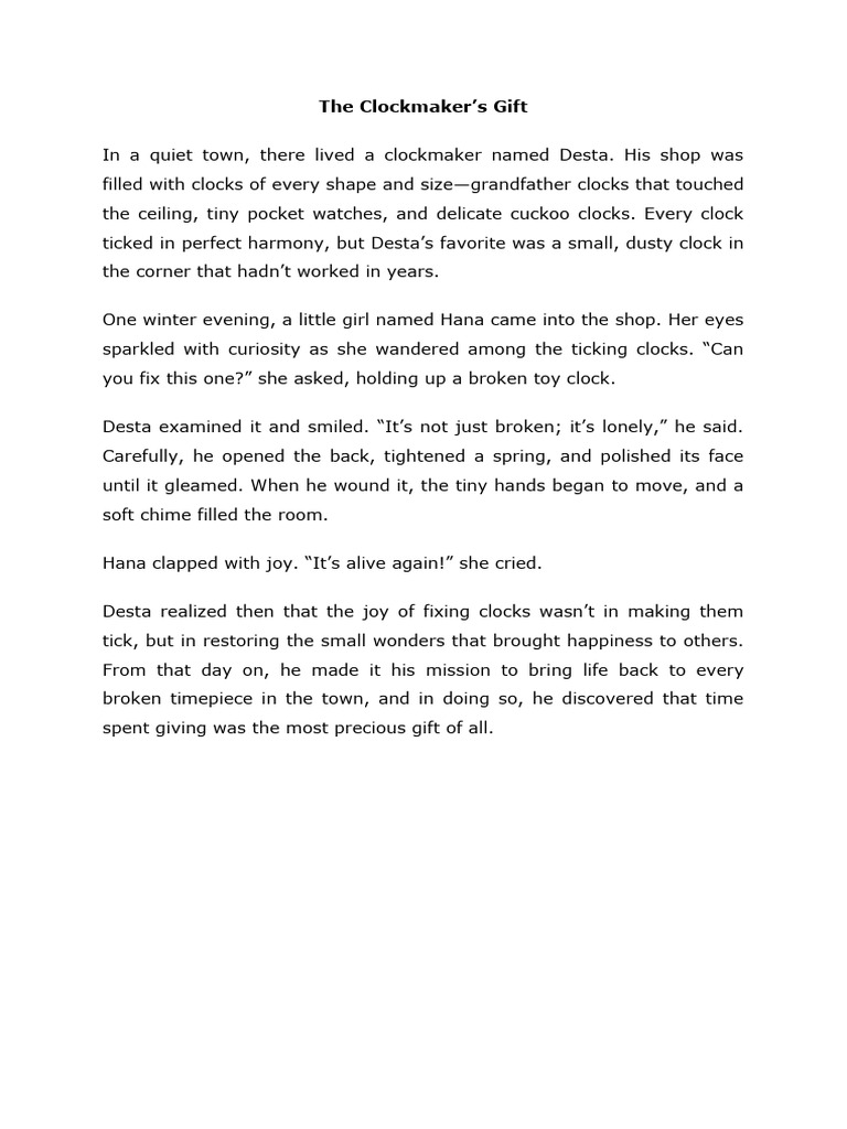 The Clockmaker's Heartwarming Gift | PDF