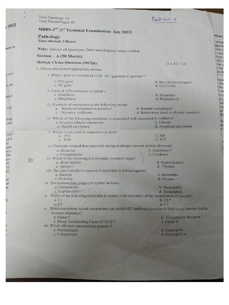 MBBS II Papers Batch 2020 PDF | PDF