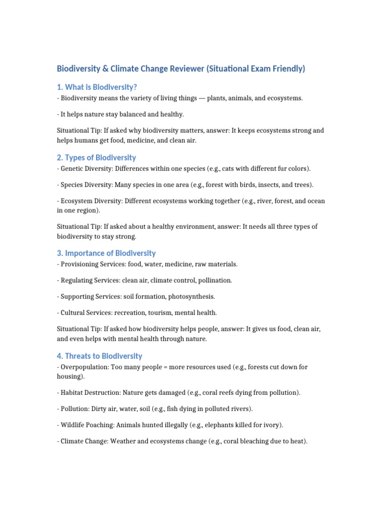 Biodiversity and Climate Change Overview | PDF