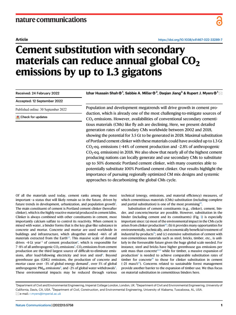 Cement CO2 Emission Reduction Strategies | PDF | Cement | Concrete