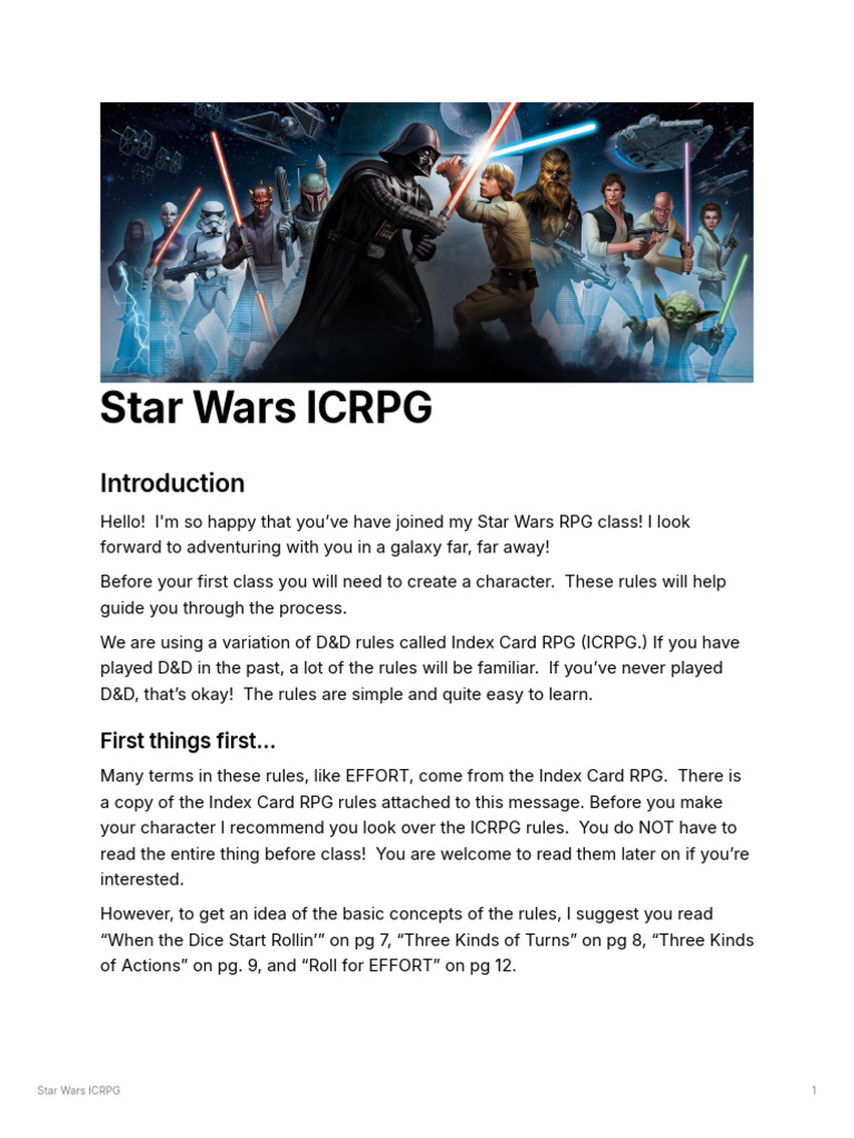 Star Wars ICRPG Character Creation Guide | PDF | Jedi | Star Wars