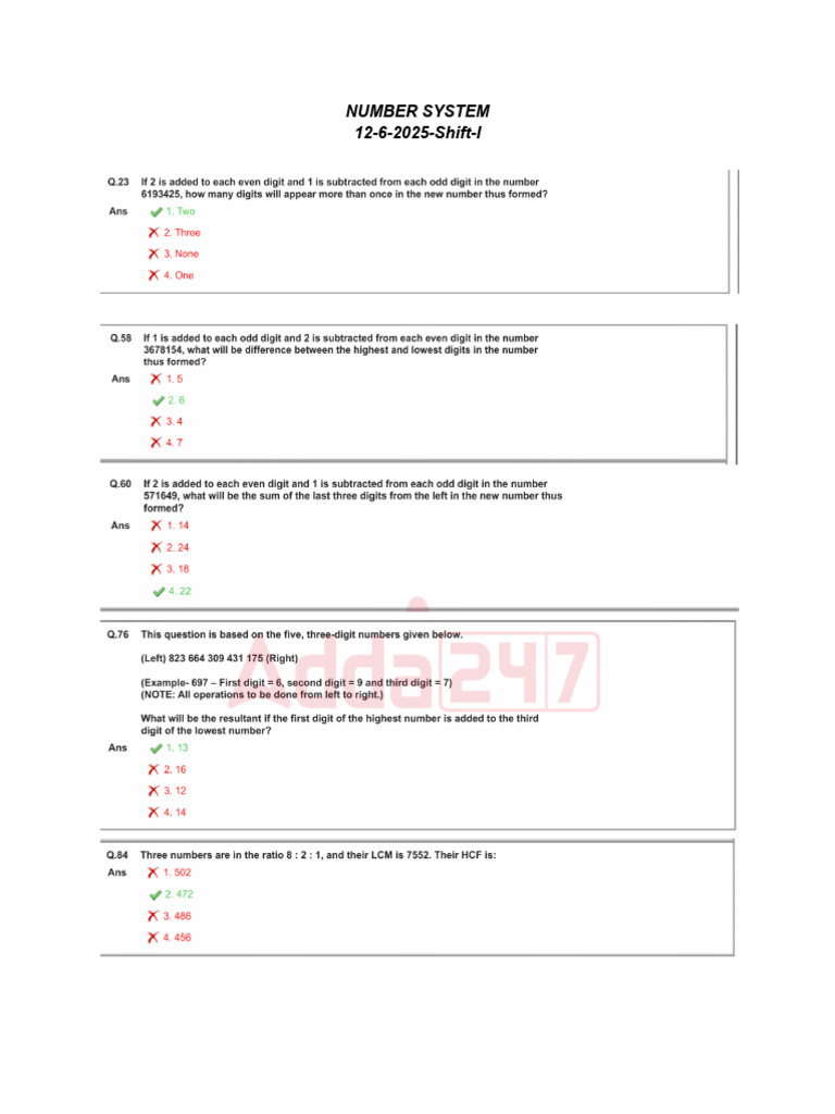 Number Sytem Pyq RRB | PDF