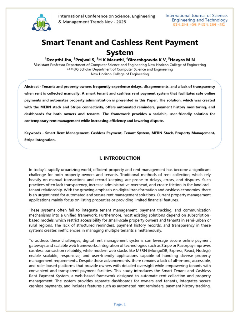 Smart Tenant Cashless Rent System | PDF | Databases | Database Transaction