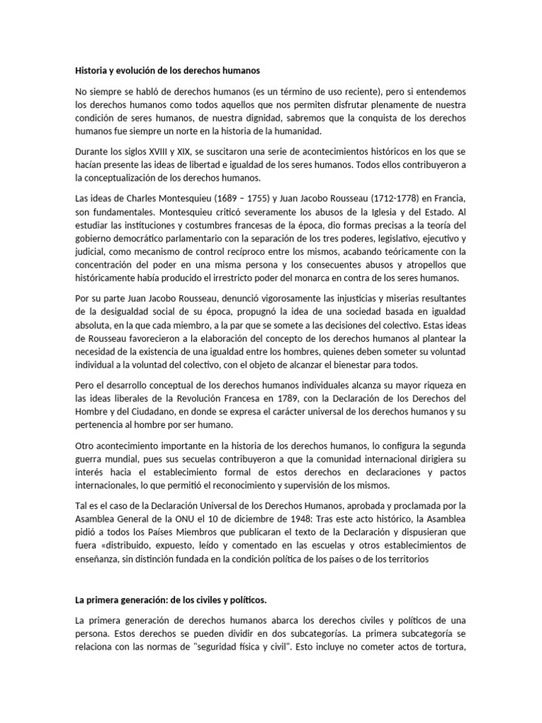 Evolución de los Derechos Humanos | PDF | Derechos humanos | Derechos