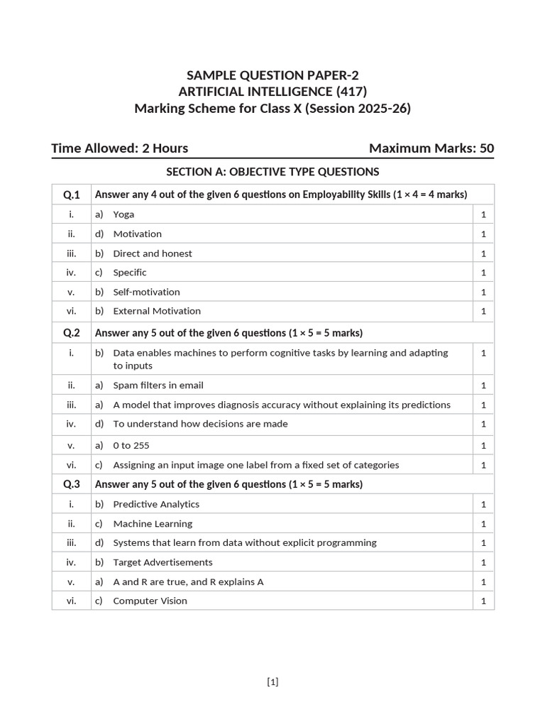 Sample Paper Ai 417 10 Ms2 | PDF | Machine Learning | Artificial ...