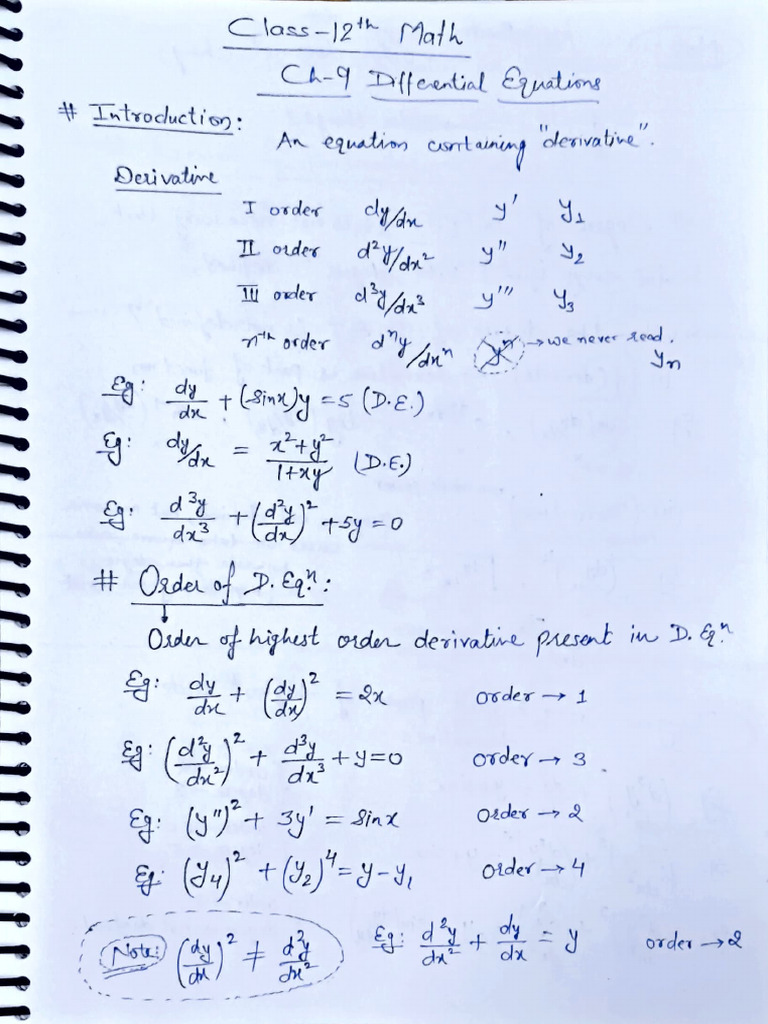Class 12 Maths Chapter - 9 Notes | PDF